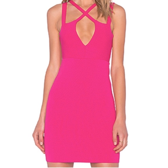 NBD Hot Pink Cross-Strap Mini Dress - Picture 1 of 9